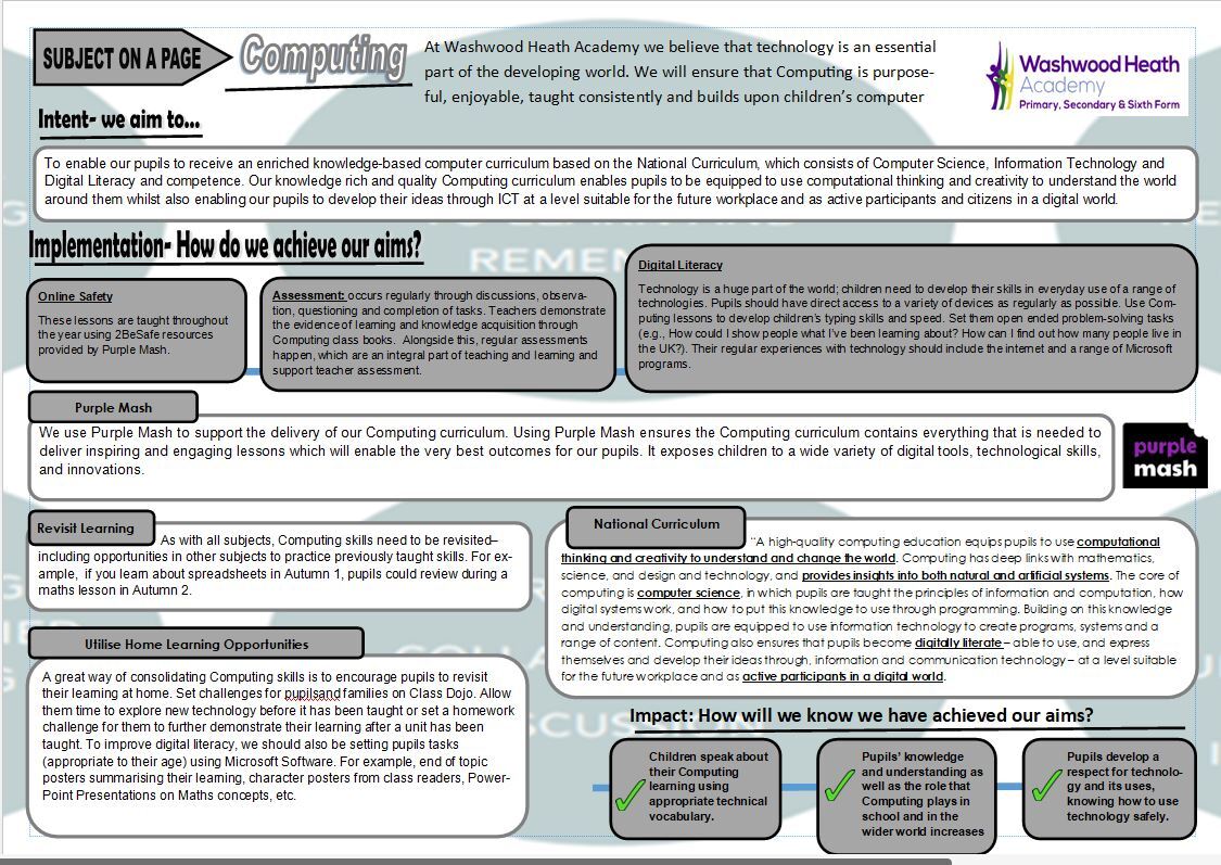 Computing 2025 26 subject on a page